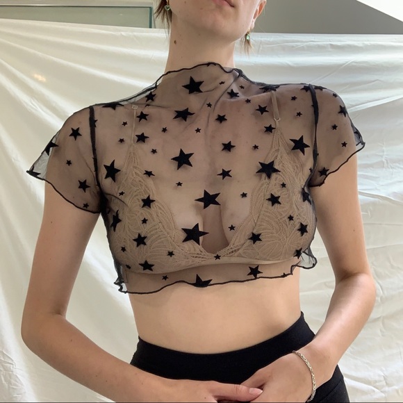 Star Mesh Cropped Top - Picture 4 of 4